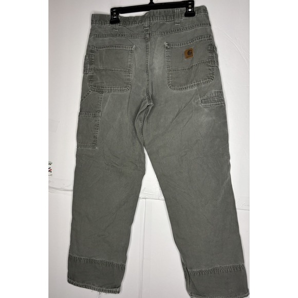 Vintage Carhartt B188 DMS 33x22 Double Knee Carpenter Pants Green Loose Fit Mens - Picture 9 of 10